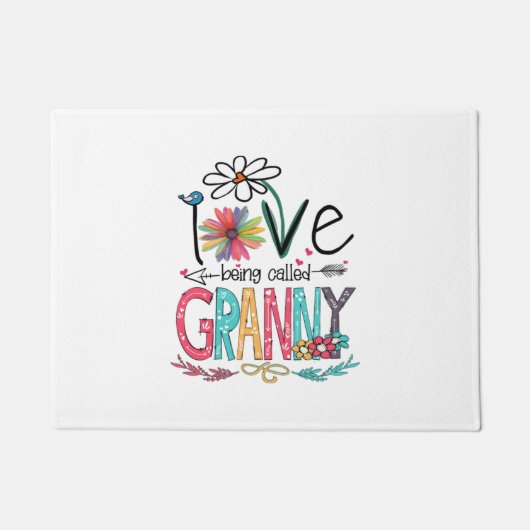Mother I Love Being Called Granny Sunflower Birth ドアマット (正面)