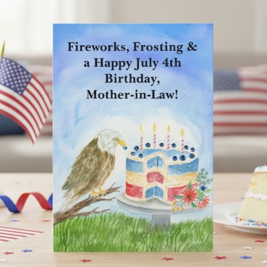 Mother-in-Law July 4th Birthday Bald Eagle  カード