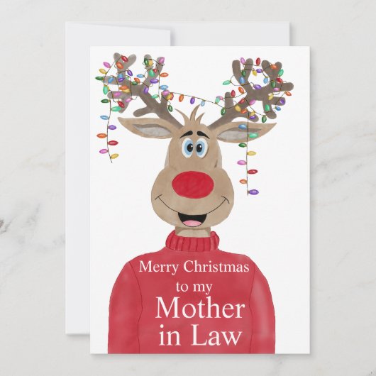 Mother in Law Reindeer Christmas Customizable シーズンカード (正面)