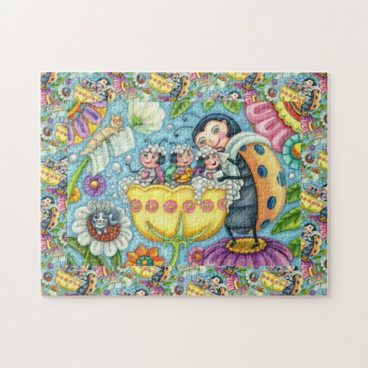 MOTHER LADYBUG & CHILDREN, TULIP BUBBLE BATH ジグソーパズル (横)