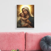 Mother Mary and Baby Jesus Stretched Canvas Print キャンバスプリント (インサイチュ (リビング))