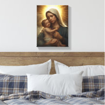 Mother Mary and Baby Jesus Stretched Canvas Print