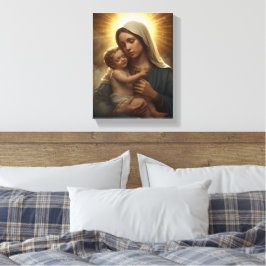 Mother Mary and Baby Jesus Stretched Canvas Print キャンバスプリント