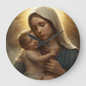Mother Mary and Baby Jesus Wall Clock ラージ壁時計 (正面)