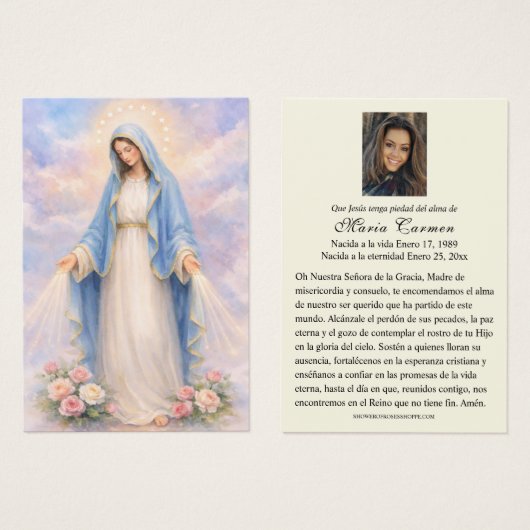 Mother Mary Funeral Prayer Memorare (正面&裏面)