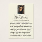 Mother Mary Funeral Prayer Memorare (裏面)