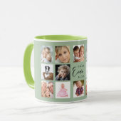 Mother mom photo collage sage green マグカップ (正面左)