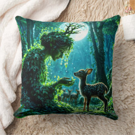 Mother nature's gentle touch on a spotted fawn クッション