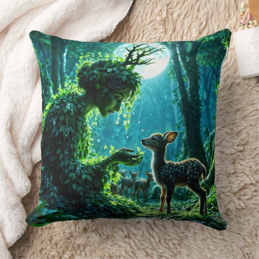 Mother nature's gentle touch on a spotted fawn クッション (ブランケット)