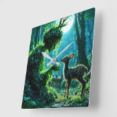 Mother nature's gentle touch on a spotted fawn スクエア壁時計 (傾斜)