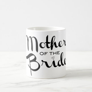 Mother of BrideレトロScript Black on White コーヒーマグカップ