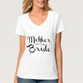 Mother of BrideレトロScript Black on White Tシャツ (正面)