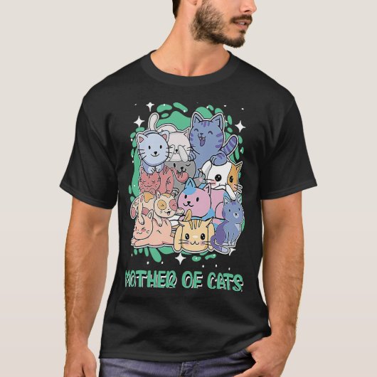 Mother of Cats Cat Mom Kitten Catパパミーム Tシャツ (正面)