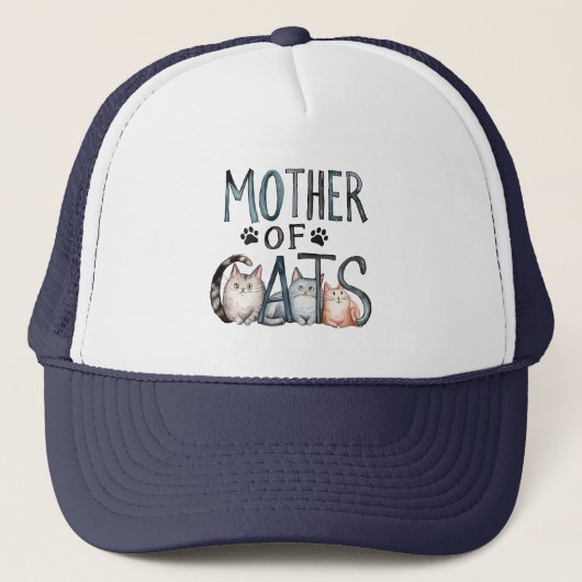 Mother of Cats, Fun Gift for Cat Lovers キャップ (正面)