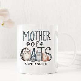 Mother of Cats, Fun Gift for Cat Lovers コーヒーマグカップ