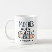 Mother of Cats, Fun Gift for Cat Lovers コーヒーマグカップ (左)