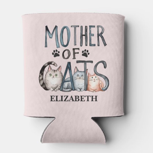 Mother of Cats, Fun Gift for Cat Lovers 缶クーラー (裏面)