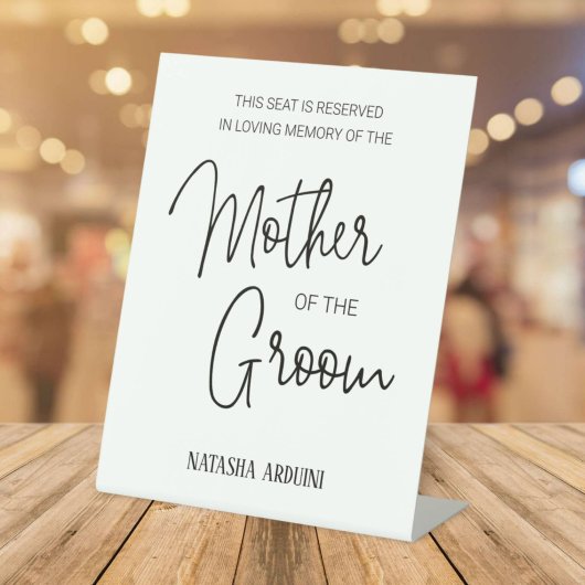 Mother of Groom Memorial Chair Reserved 結婚. 台座サイン