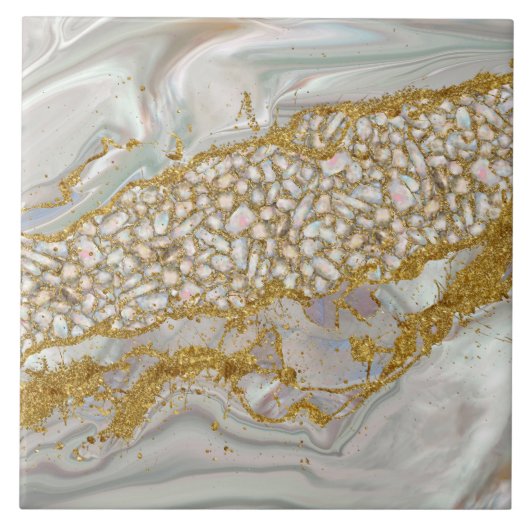Mother of pearl and gold Abstract タイル (正面)