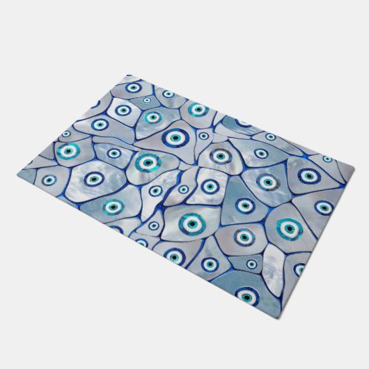 Mother of pearl Evil Eye Pattern ドアマット (アングル)
