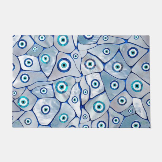Mother of pearl Evil Eye Pattern ドアマット (正面)