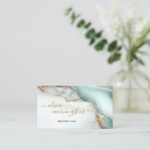 Mother of Pearl  Teal Gold Fluid Alcohol Ink 名刺 (スタンド正面)