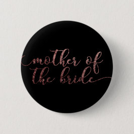 "Mother of the Bride"バラ金ゴールドグリッターオンブラック 缶バッジ