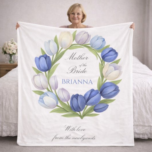 Mother of the Bride Blue Tulips Wedding Gift   フリースブランケット