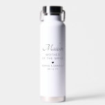 Mother of the Bride Custom Personalised Wedding ウォーターボトル<br><div class="desc">Mother of the Bride Custom Personalised Wedding Water Bottle features your Mother Of The Bride's name with the bridal couple's names and wedding date accented with a small love heart. Custom made for the Mother Of The Bride. Makes a fabulous gift or wedding favor. Designed by ©2025 Evco Studio www.zazzle.com/store/evcostudio...</div>
