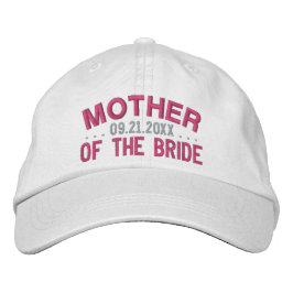Mother of the Bride Fun Saying Pink on White 刺繍入りキャップ