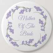 Mother of the Bride Lavender Floral Wreath Button 缶バッジ (正面)