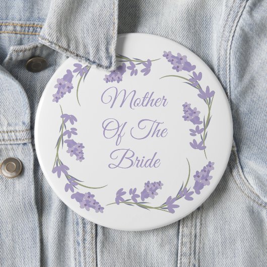 Mother of the Bride Lavender Floral Wreath Button 缶バッジ (インサイチュ)