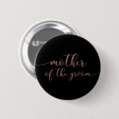 "Mother of the Groom"バラ金ゴールドグリッターオンブラック 缶バッジ (正面&裏面)