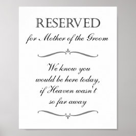 Mother of the Groom Heaven Memorial Reserved Sign ポスター