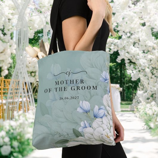 Mother of the Groom Sage Green Floral Wedding Tote トートバッグ