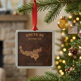 Mother Road Centennial Map Holiday Heritage メタルオーナメント