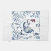 Mother’s Day Blue Porcelain Farmhouse Chicken キッチンタオル (横)