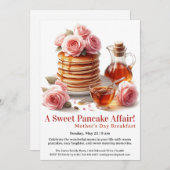 Mother’s Day Breakfast Invitation – Pancakes Roses 招待状 (正面/裏面)