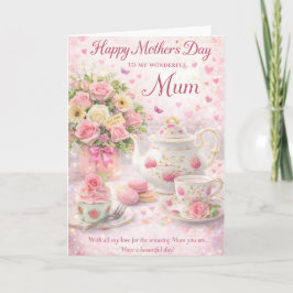 Mother’s Day Card for Mum – Floral Tea Design カード