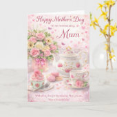 Mother’s Day Card for Mum – Floral Tea Design カード (黄色い花)