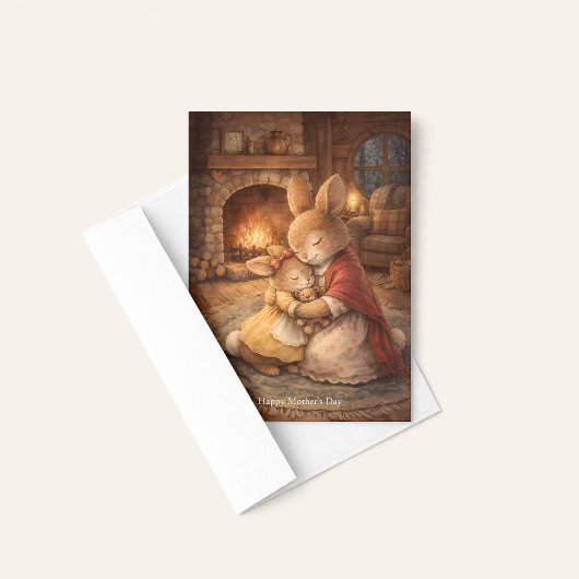 Mother’s Day Card – Rabbit Cozy Embrace カード