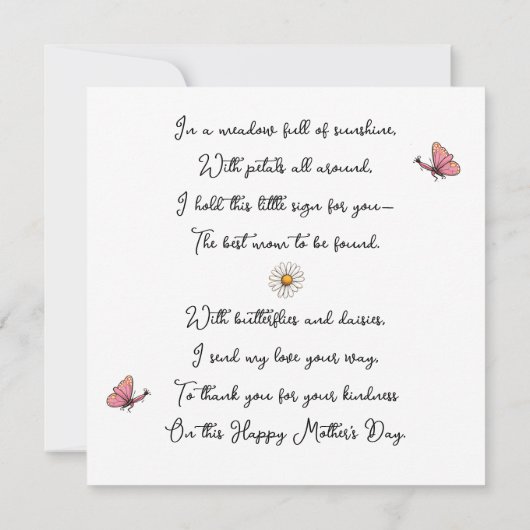 Mother’s Day Card with Child Illustration  (裏面)