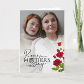 Mother’s Day Custom Photo Design With Red Roses カード (正面)