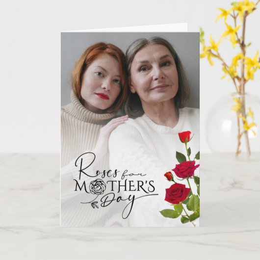 Mother’s Day Custom Photo Design With Red Roses カード (黄色い花)