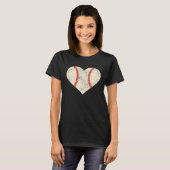 Mother s Day Distressed Heart Baseball Heart Mom Tシャツ (正面フル)