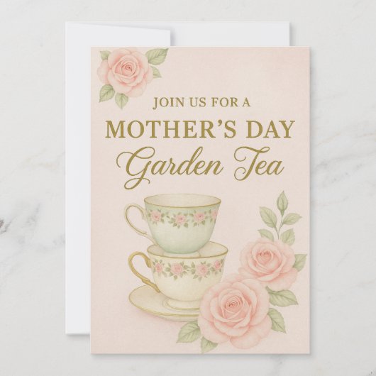 Mother’s Day Garden Tea Invitation | Elegant 招待状 (正面)