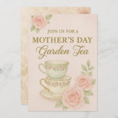 Mother’s Day Garden Tea Invitation | Elegant 招待状 (正面/裏面)