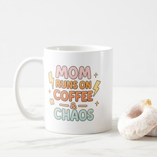 Mother’s Day “Mom Runs on Coffee & Chaos” コーヒーマグカップ (ドーナツ)