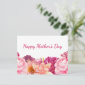 Mother’s Day Pink Floral Elegant Modern シーズンポストカード (スタンド正面)