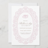 Mother’s Day Tea Party Pink Lace Doily Frame 招待状 (正面)